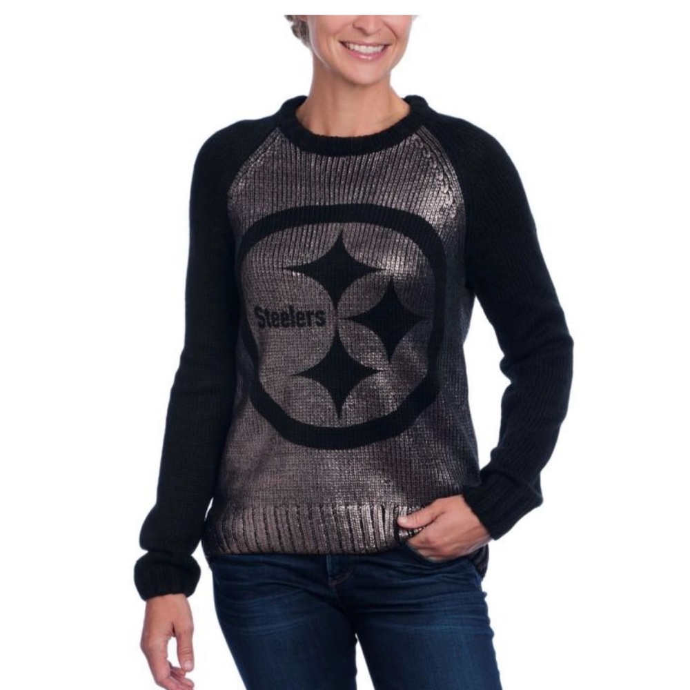Touch by Alyssa Milano Steelers Women's Sweater, Medium, Black and Gold